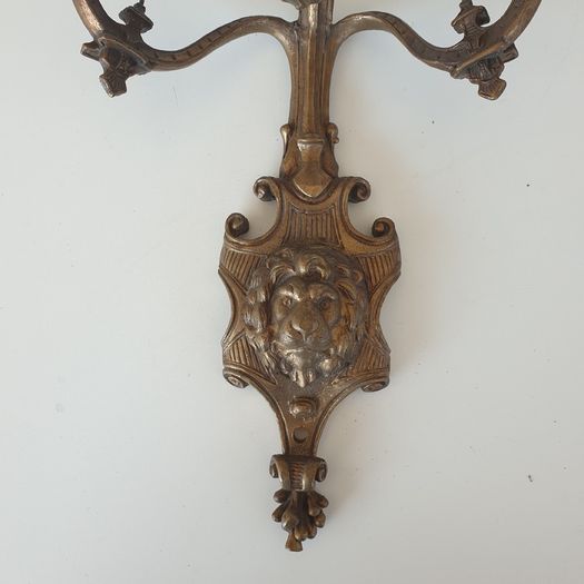 French pair brass wall sconces for candles vintage