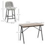 Bar Table with Bar Stools in Industrial Design, Button Tufting, 120 cm x 60 cm x 91 cm, Gray + Black Image 3
