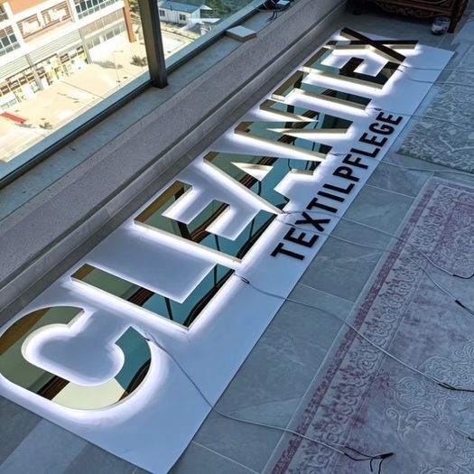 Mirror Gold Backlit 3D Letters - Custom Halo-Lit Stainless Steel Signage