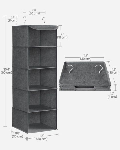 SONGMICS Hanging Wardrobe Storage Organiser Foldable - Brand New