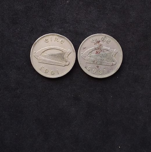 Vintage 1963 and 1965 Irish Florins (Two Shilling Coins) - Salmon Design