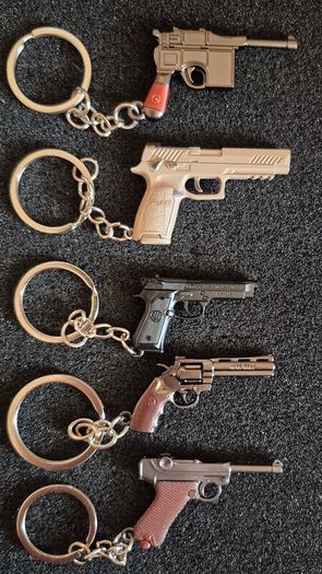 Keyring, firearms, baretta, luger, mauser,sig sauer, colt.