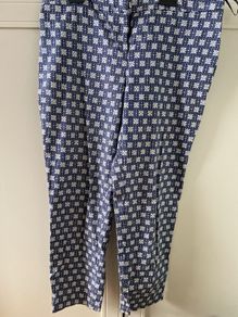 Navy & beige design straight leg cropped trousers size 10