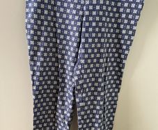 Navy & beige design straight leg cropped trousers size 10