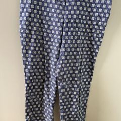 Navy & beige design straight leg cropped trousers size 10