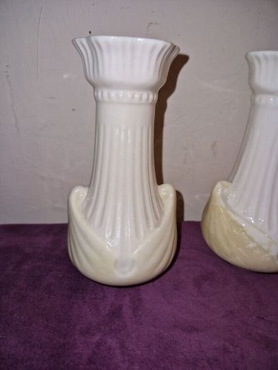 Vintage matching pair of Belleek vases