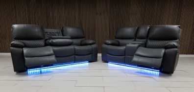 Rita 3+2 Dark Grey Electric Leather Recliner Sofa