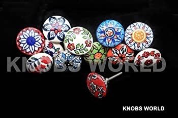 12 x Mix Vintage Look Flower Ceramic Knobs Door Handle Cabinet Drawer Cupboard Pull (FREE POSTAGE)