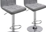 Bar Stools (2/Set) Adjustable Bar Chairs Breakfast Dining Stools for Kitchen Island Counter PU Leather Double Stitching Square Back with decoration MULTIPLE COLOURS AVAILABLE (FREE POSTAGE)