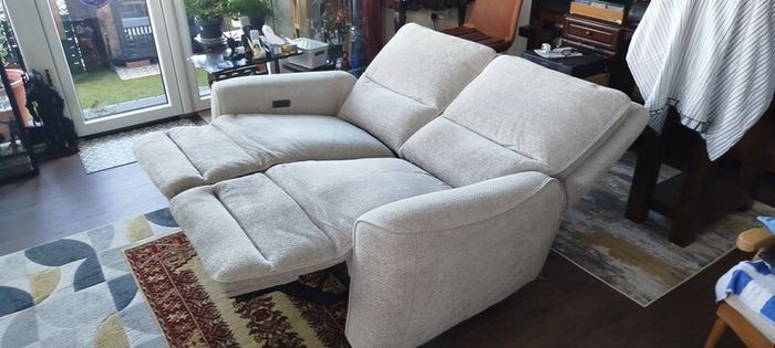 2 Seater Electric Recliner Sofa Cream Fabric 1 Year Old Excellent Condition