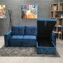Blue Corner Sofa Bed with Storage & Pull-Out Base Image 3