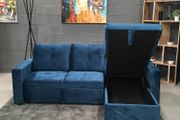 Blue velvet Corner Sofa Bed with Storage 215cm