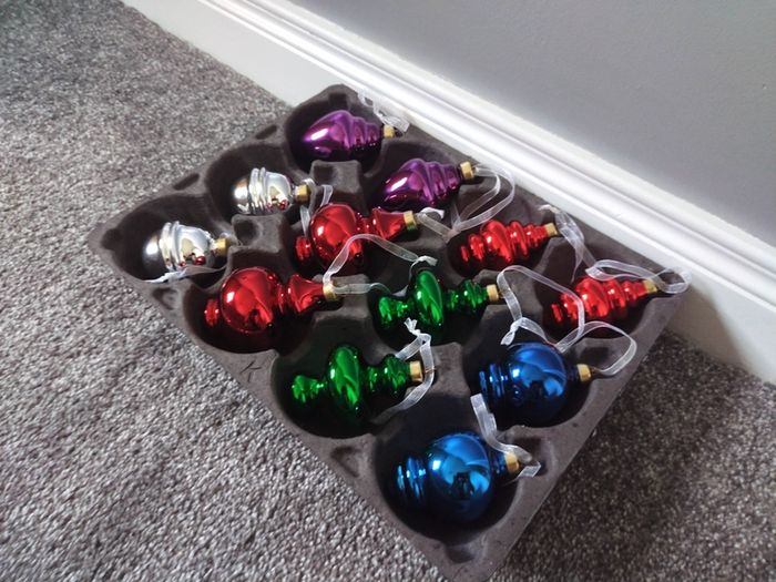Retro Vintage Style Christmas Baubles one Box of x12 Glass Ornaments