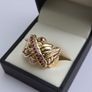 Vintage Heavy Gents 18ct Yellow Gold Diamond & Ruby Puzzle Ring Image 3