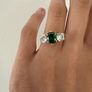 3 Stone ring Oval Emerald and Brilliants in 9ct Gold Image 4