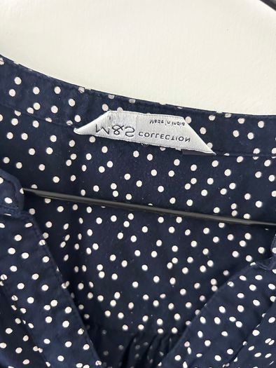 M&S Navy White Dot Blouse Size 38 or 10 UK