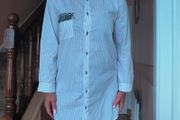 White striped Long shirt, size M