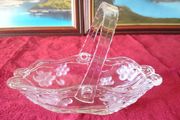 Vintage Original Waltherglas Germany 10 Inch Long Art Deco Glass Basket