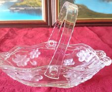 Vintage Original Waltherglas Germany 10 Inch Long Art Deco Glass Basket