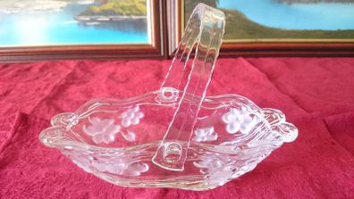 Vintage Original Waltherglas Germany 10 Inch Long Art Deco Glass Basket