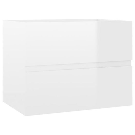 Sink Cabinet with Built-in Basin High Gloss White Chipboard