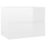 Sink Cabinet with Built-in Basin High Gloss White Chipboard Image 4