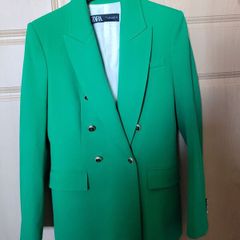 zara green blazer