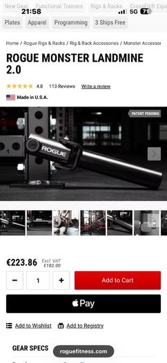 Rogue Monster Gym Landmine Attachment, Sell Cheap! Cost 280 Euro With Vat Before Shipping!!!