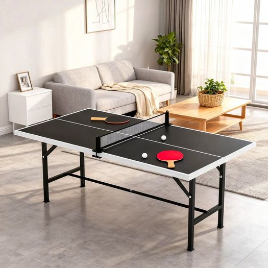 Mini Foldable Ping Pong Table with Net, 2 Paddles & 3 Balls fo