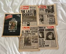 5x John Lennon Beatles death headline newspapers