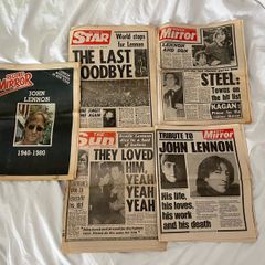 5x John Lennon Beatles death headline newspapers