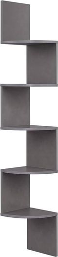 MULTIPLE COLOURS AVAILABLE Corner Shelf, 5-tier Floating Wall Shelf With Zigzag Design, Bookshelf, White