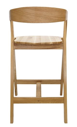 Nordic Oak Embrace Bar Stool with Curved Backrest and Armrests
