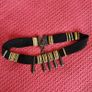 Vintage 1980s vampy statement waist belt woven black fabric with metal gold pewter silver links, adjustable S M 10 12 14 whimsygoth pin up burlesque Image 2