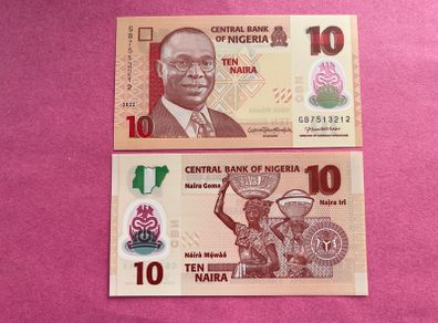 Nigeria  10 Naira. 2022 Polymer / Plastic  ( Uncirculated )