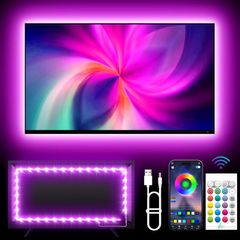 TV Lights, 4m RGB LED Strip Lights for 32-55 Inch TV, Music Sync Bluetooth APP and Remote Control, USB Powered for Gaming/Bedroom [Energy Class A]