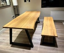 Ash wood table and bench