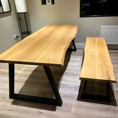 Ash wood table and bench