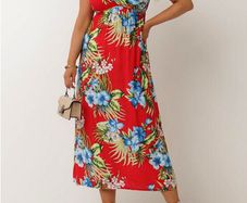 Beautiful Red Dress with Floral Pattern size 10 - new/with tags