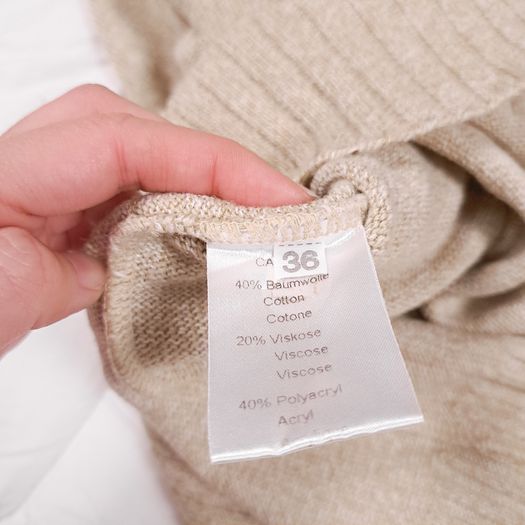 Faber Beige Oatmeal Cream Chunky Cowl Neck Knit Jumper with Buckle Detail 8-10UK/36-38EU