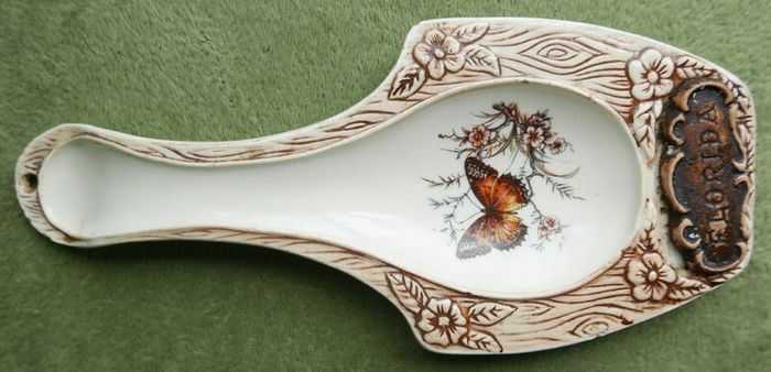 Vintage Treasure Craft , California Butterfly Spoon Rest 10 inch Long