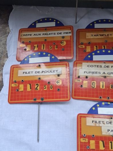 9 X Vintage French Fully Adjustable Price Display Signs