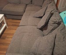 L couch, swivel love seat and large footstool