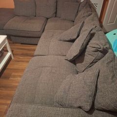 L couch, swivel love seat and large footstool