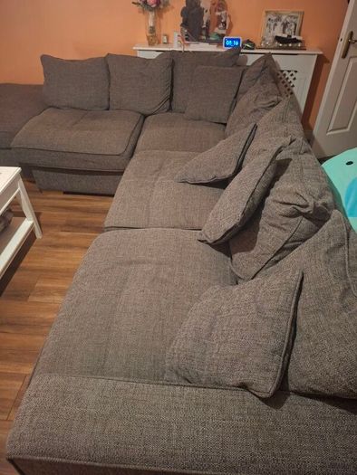 L couch, swivel love seat and large footstool