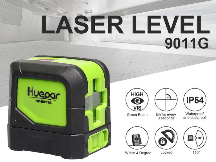 2 Lines Tape Measure Measurer Laser Level Self Levelling ( 4 degrees) Green Red Beam Laser Horizontal & Vertical Cross-Line with Magnetic Base