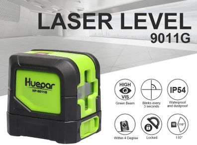 2 Lines Tape Measure Measurer Laser Level Self Levelling ( 4 degrees) Green Red Beam Laser Horizontal & Vertical Cross-Line with Magnetic Base