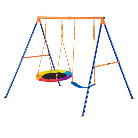 Swing Sets for Backyard 1 Saucer 1 Belt Swing Seat A-Frame Metal Stand