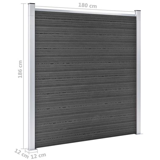 Fence Panel WPC 180x186 cm Black