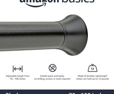 Amazon Basics Tension Curtain Rod, Adjustable 198-274 cm - Black